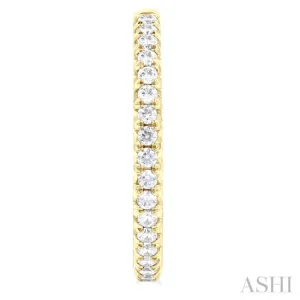 1 1/2 Ctw French Pave Set Round Cut Diamond Fashion Half Hoop Earring in 14K Yellow Gold