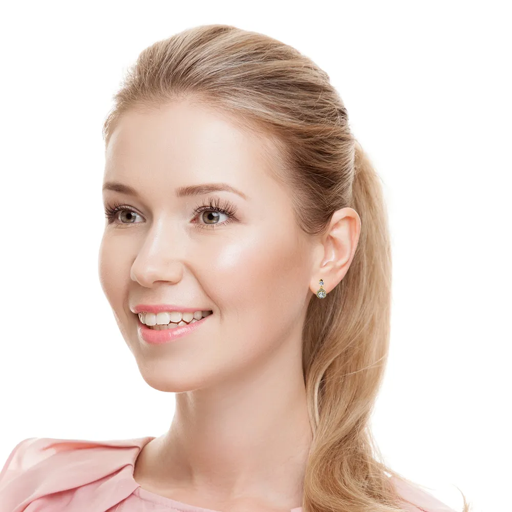 1.0 ctw. Round Diamond Heavenly Halo Drop Earrings