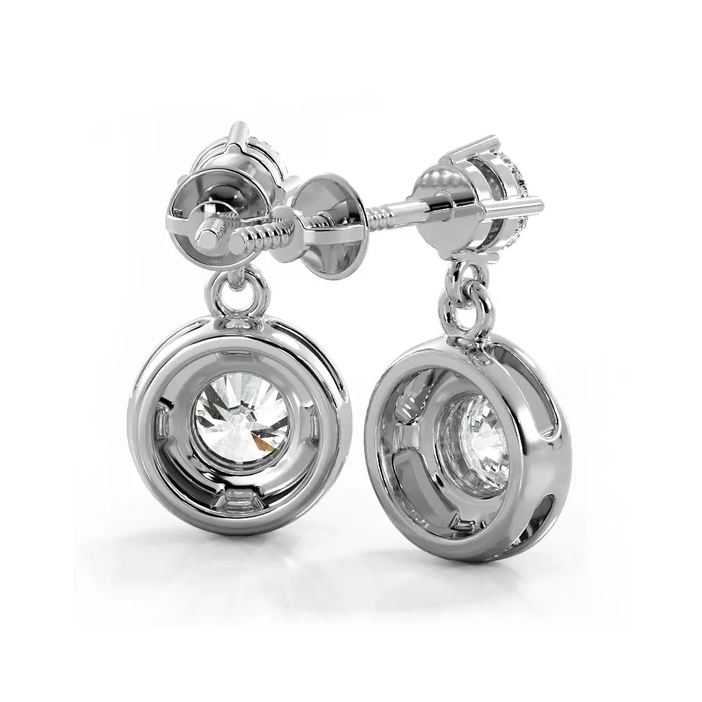 1.0 ctw. Round Diamond Heavenly Halo Drop Earrings