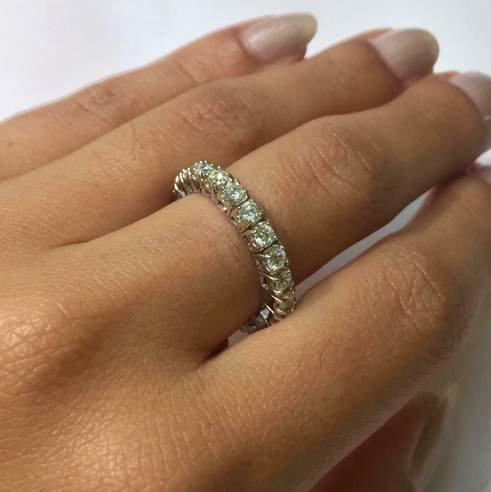 1.00 Carat Natural Diamond Stretchable Eternity Band Ring G SI 14K White Gold