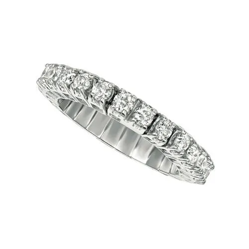 1.00 Carat Natural Diamond Stretchable Eternity Band Ring G SI 14K White Gold