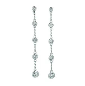 1.00 Ct Natural Diamond Bezel Drop Earrings G SI 14K White Gold