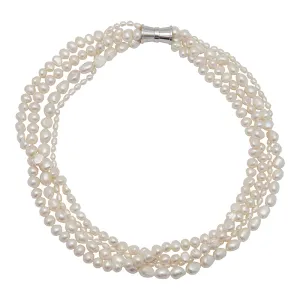 104-01 | WHITE 4-STRAND BAROQUE MIX PEARL NECKLACE