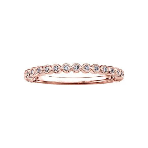 (10K ,14K, 18K) Rose Gold (0.10ct) Diamond Stackable Wedding Band