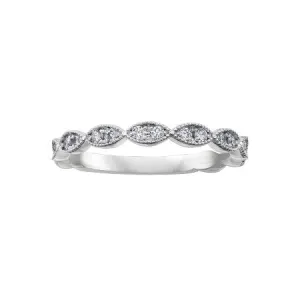 (10K, 14K) White Gold (0.20ct) Diamond Stackable Wedding Band