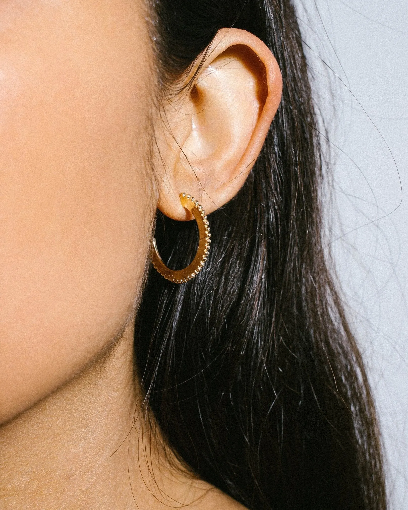 10K Gold Large "Dotted" Hoop Earrings