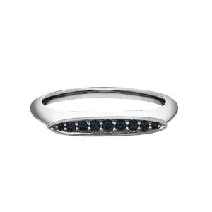 10K White Gold (0.10ct) Black Diamond Stackable Ring