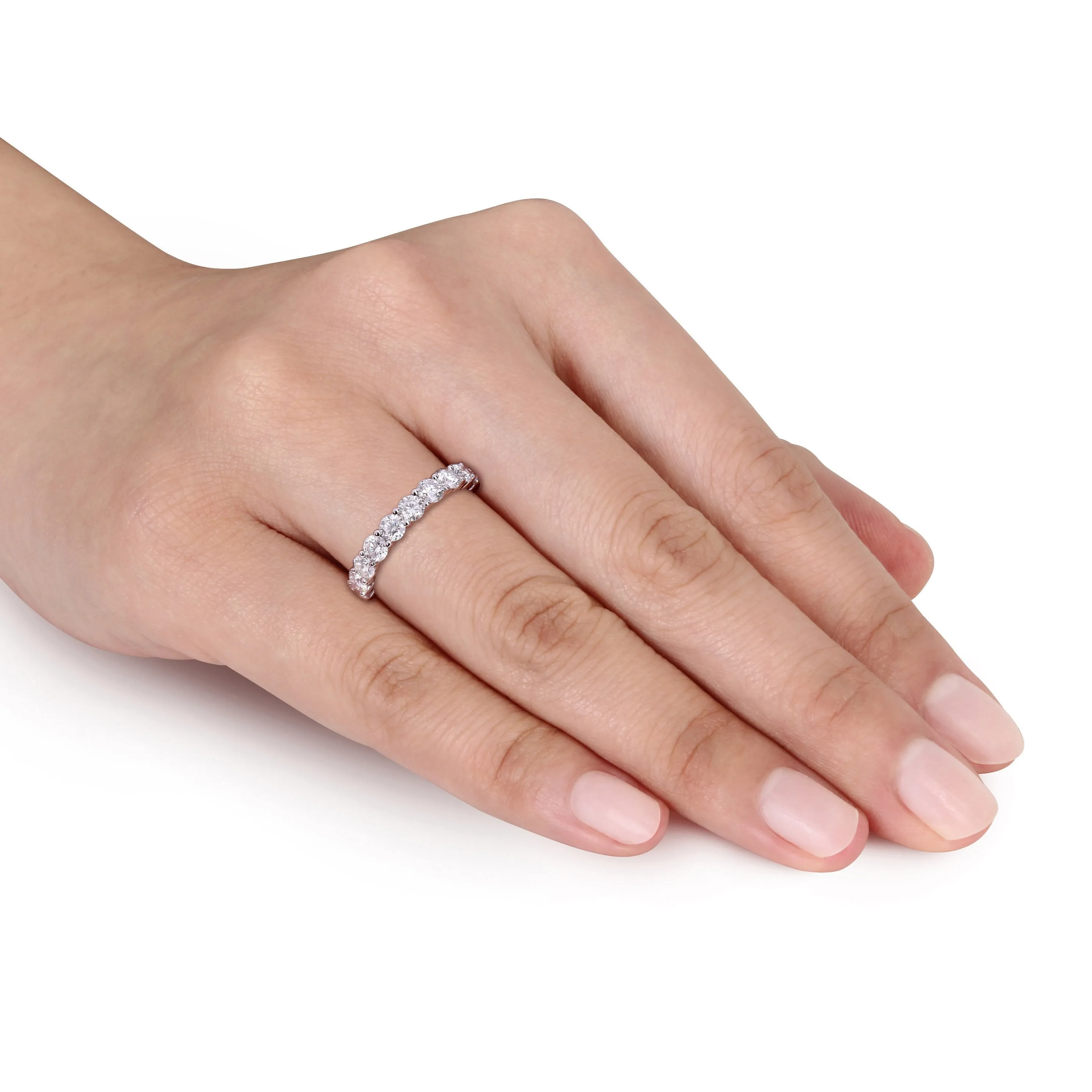 10K WHITE GOLD 2 3/4 CT TGW CREATED MOISSANITE-WHITE ETERNITY RING