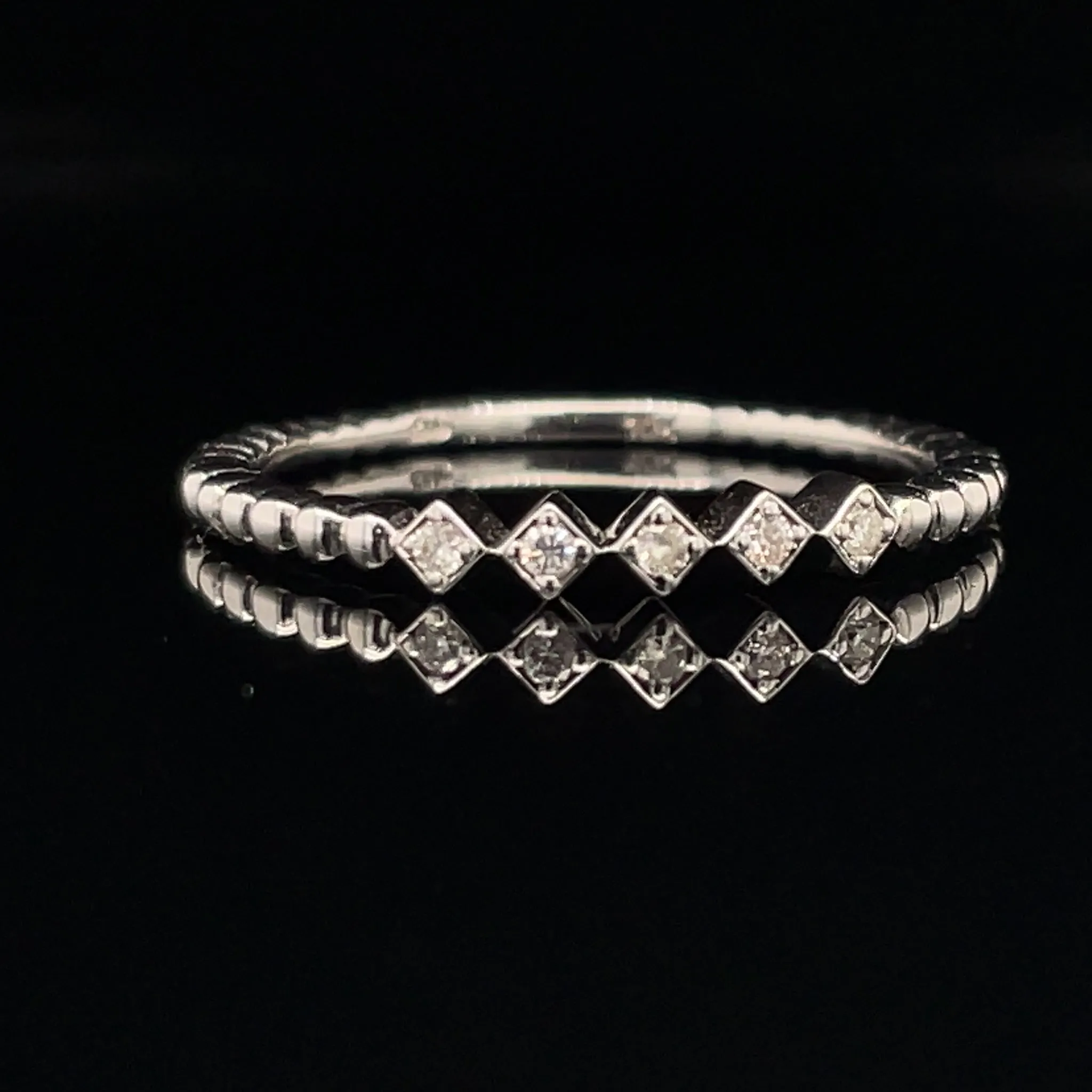 10kt Gold Stackable Band Ring w/ 0.05ct Bezel Set Diamonds