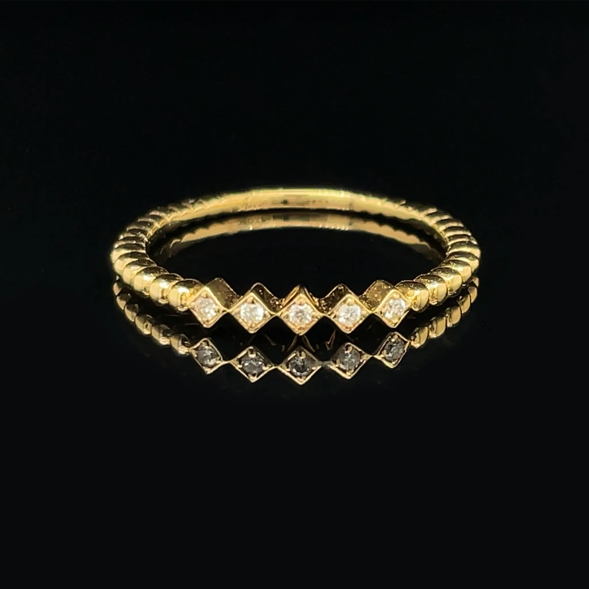 10kt Gold Stackable Band Ring w/ 0.05ct Bezel Set Diamonds