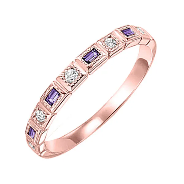 10KT Pink Gold & Diamond Classic Book Stackable Fashion Ring  - 1/10 ctw