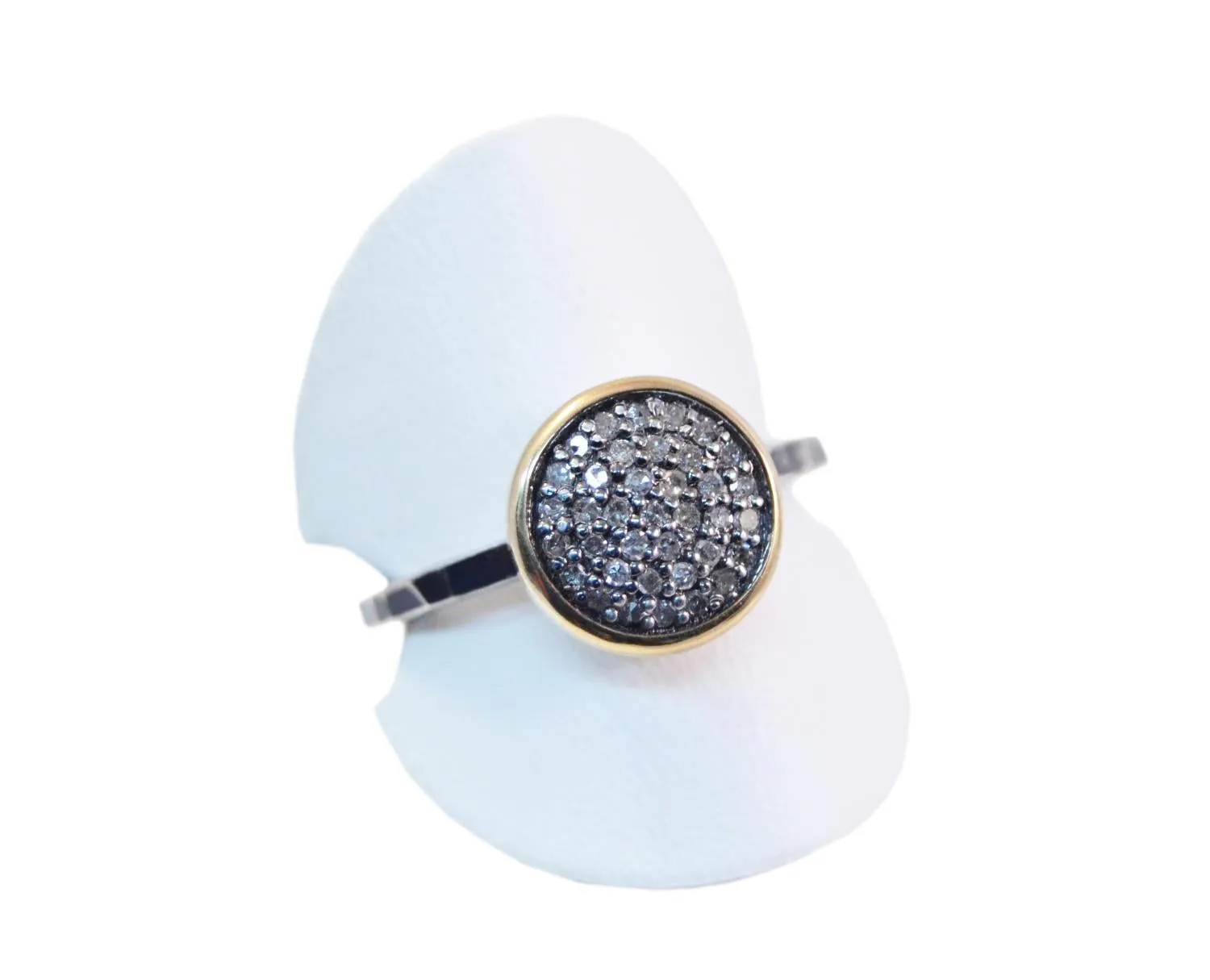 10mm Pavé Champagne Diamond Two-Tone Ring