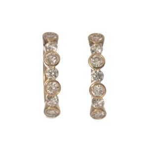 1.20ctw Diamond Bezel 14K Yellow Gold Hoop Earrings