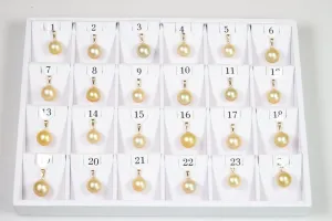 12.9mm-15mm Golden South Sea Pearl Pendants, AAA Quality Round (GSSP004)