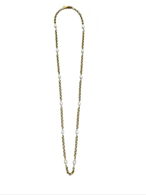 138-01-G | COCO LONG NECKLACE (WHITE/GOLD) 36"