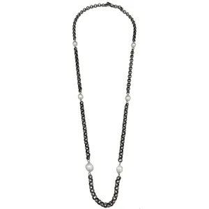 138-01-S | COCO NECKLACE LONG (WHITE/SILVER) 36"