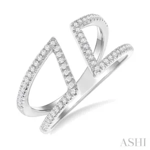 1/4 ctw Geometric Wide Split Lightweight Round Cut Diamond Open Fashion Ring in 10K White Gold