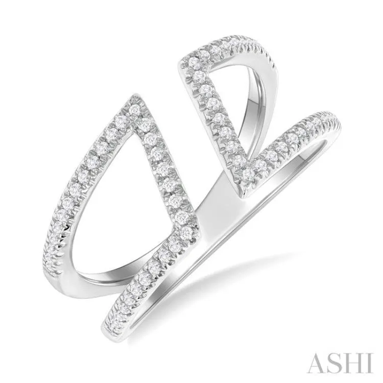 1/4 ctw Geometric Wide Split Lightweight Round Cut Diamond Open Fashion Ring in 10K White Gold