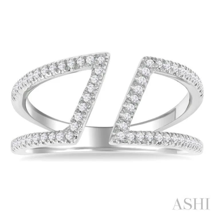1/4 ctw Geometric Wide Split Lightweight Round Cut Diamond Open Fashion Ring in 10K White Gold