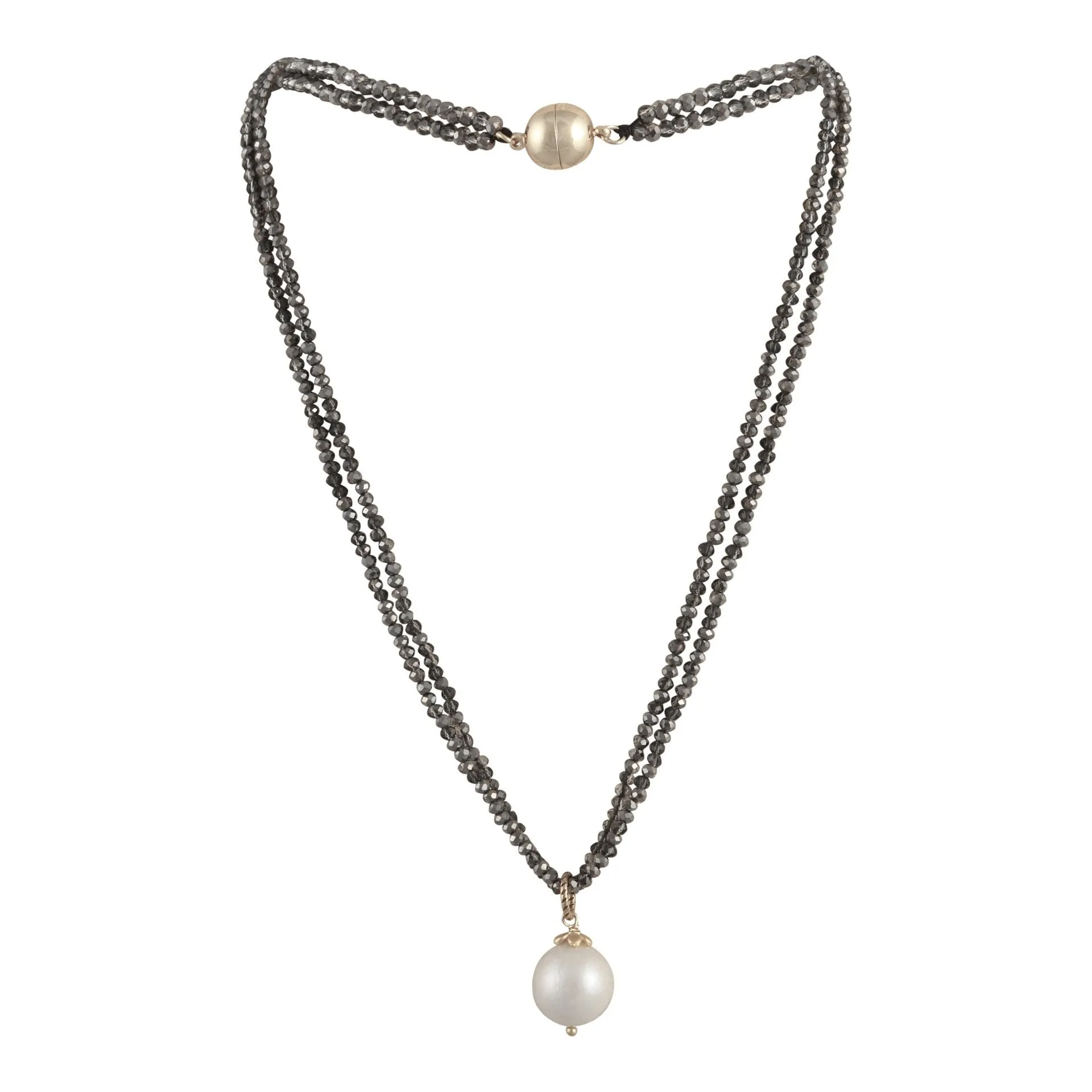 142-07-S | GUNMETAL CRYSTALS W/ EDISON PEARL DROP