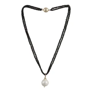 142-10-S | BLACK CRYSTALS W/ EDISON PEARL DROP