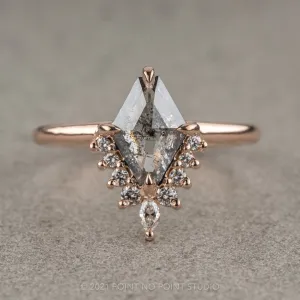 1.49 Carat Salt and Pepper Geometric Diamond Engagement Ring, Ava Setting, 14K Rose Gold