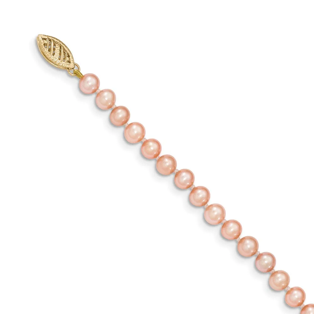 14k 4-5mm Pink Near Round Freshwater Cultured Pearl Necklace