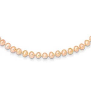 14k 4-5mm Pink Near Round Freshwater Cultured Pearl Necklace