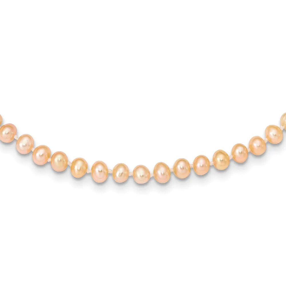 14k 4-5mm Pink Near Round Freshwater Cultured Pearl Necklace