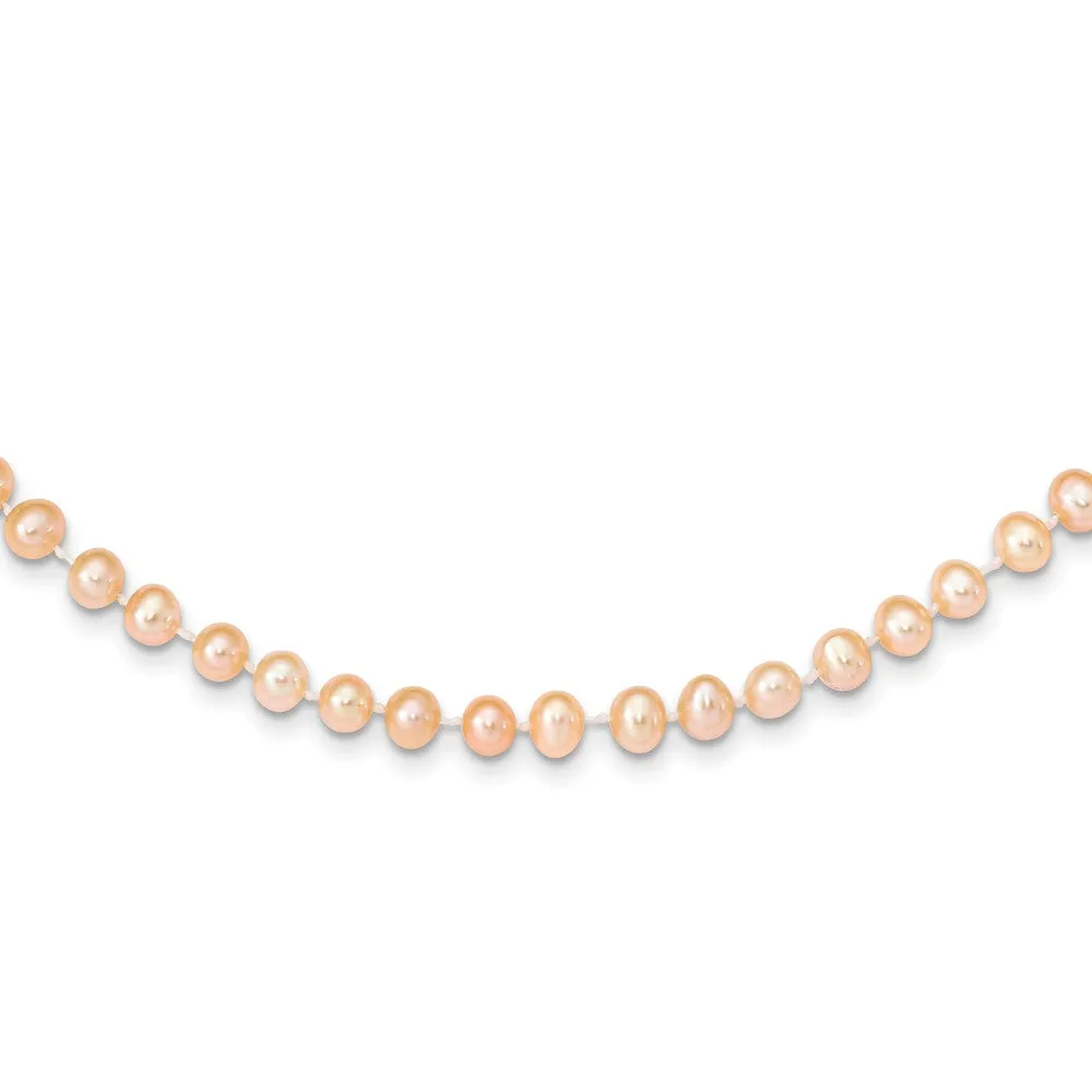 14k 5-6mm Pink Near Round Freshwater Cultured Pearl Necklace