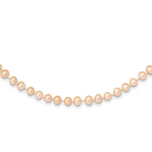 14k 5-6mm Pink Near Round Freshwater Cultured Pearl Necklace