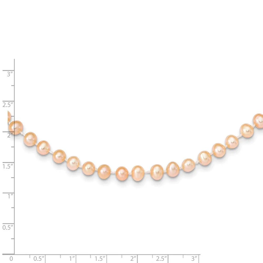 14k 5-6mm Pink Near Round Freshwater Cultured Pearl Necklace