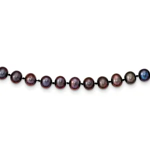 14k 6-7mm Black Near Round Freshwater Cultured Pearl Necklace