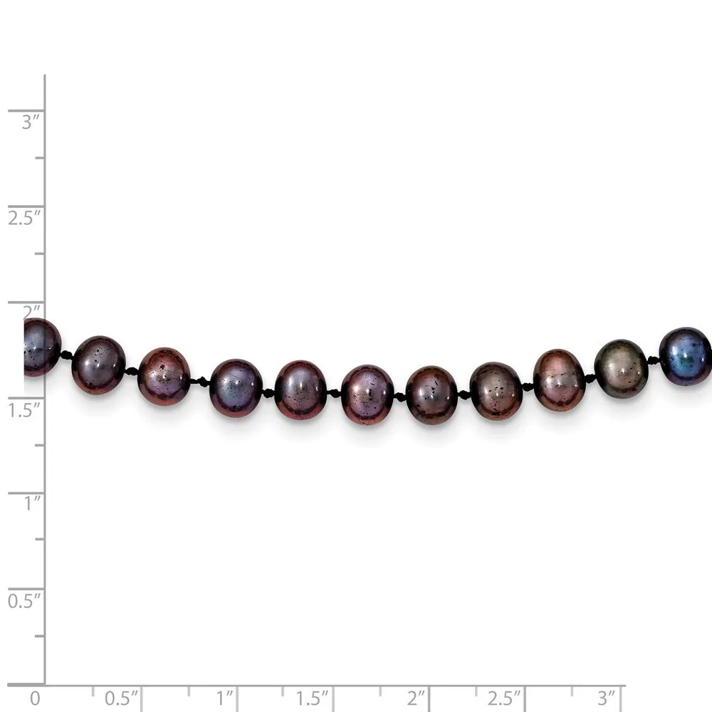 14k 6-7mm Black Near Round Freshwater Cultured Pearl Necklace