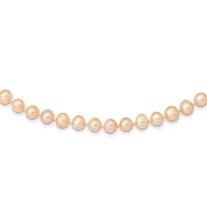 14k 7-8mm Pink Near Round Freshwater Cultured Pearl Necklace