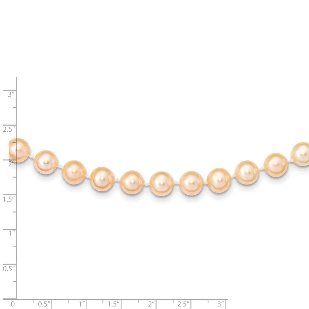 14k 8-9mm Pink Near Round Freshwater Cultured Pearl Necklace