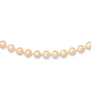 14k 8-9mm Pink Near Round Freshwater Cultured Pearl Necklace