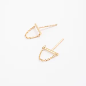 14K Bar Chain Drape Earrings