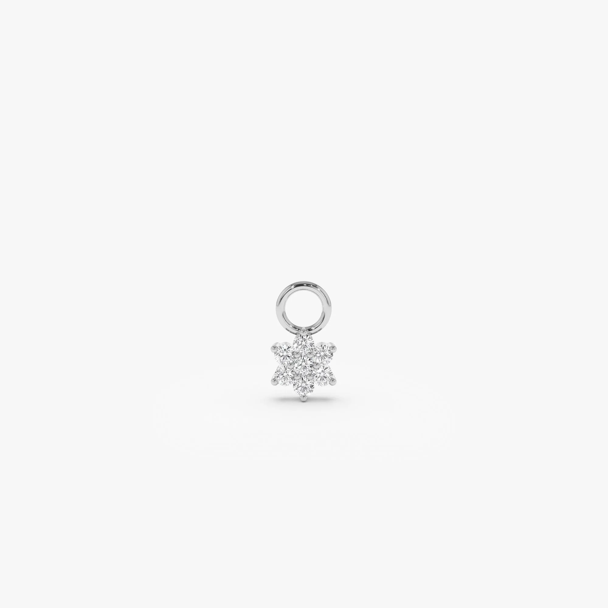 14k Diamond Flower Hoop Charm