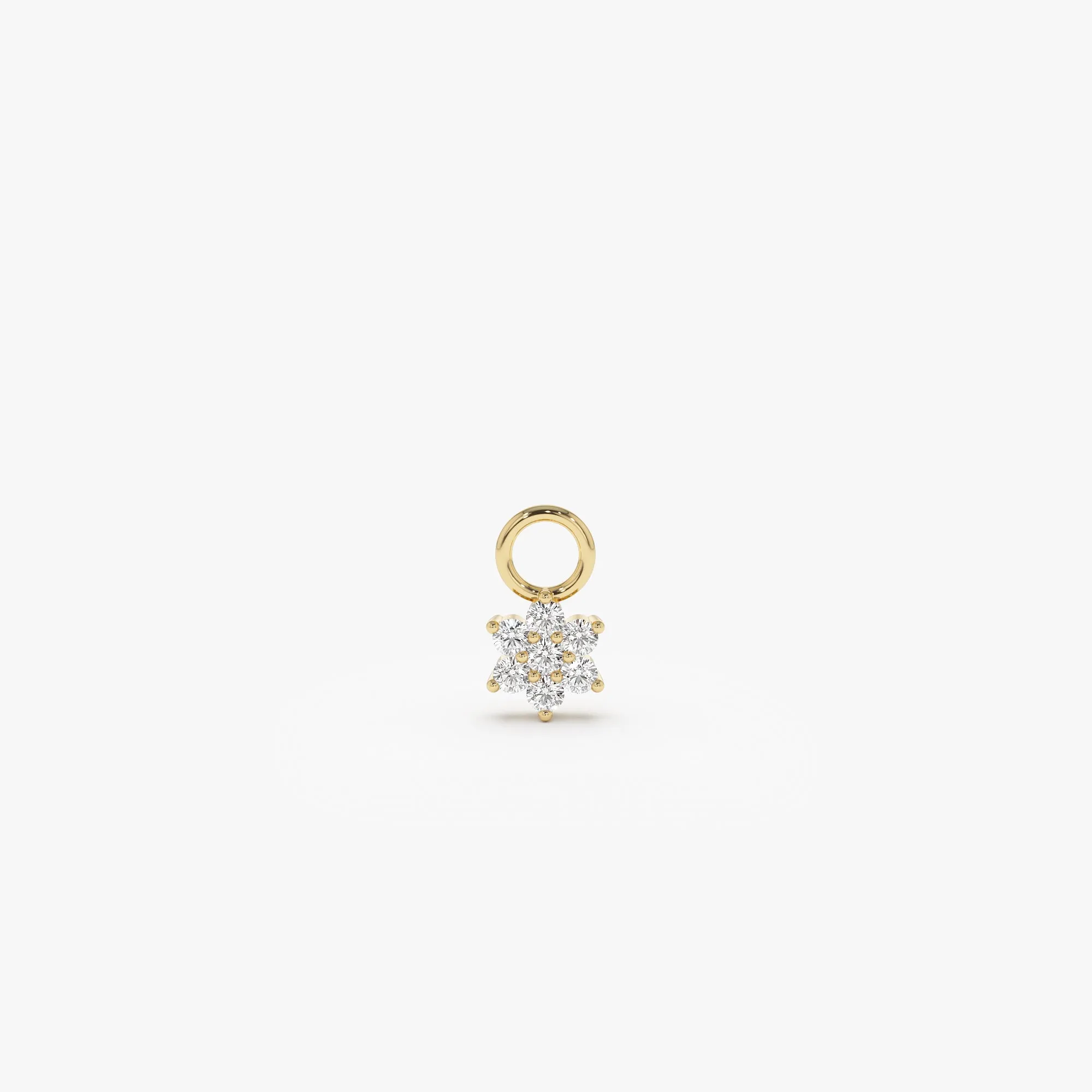 14k Diamond Flower Hoop Charm