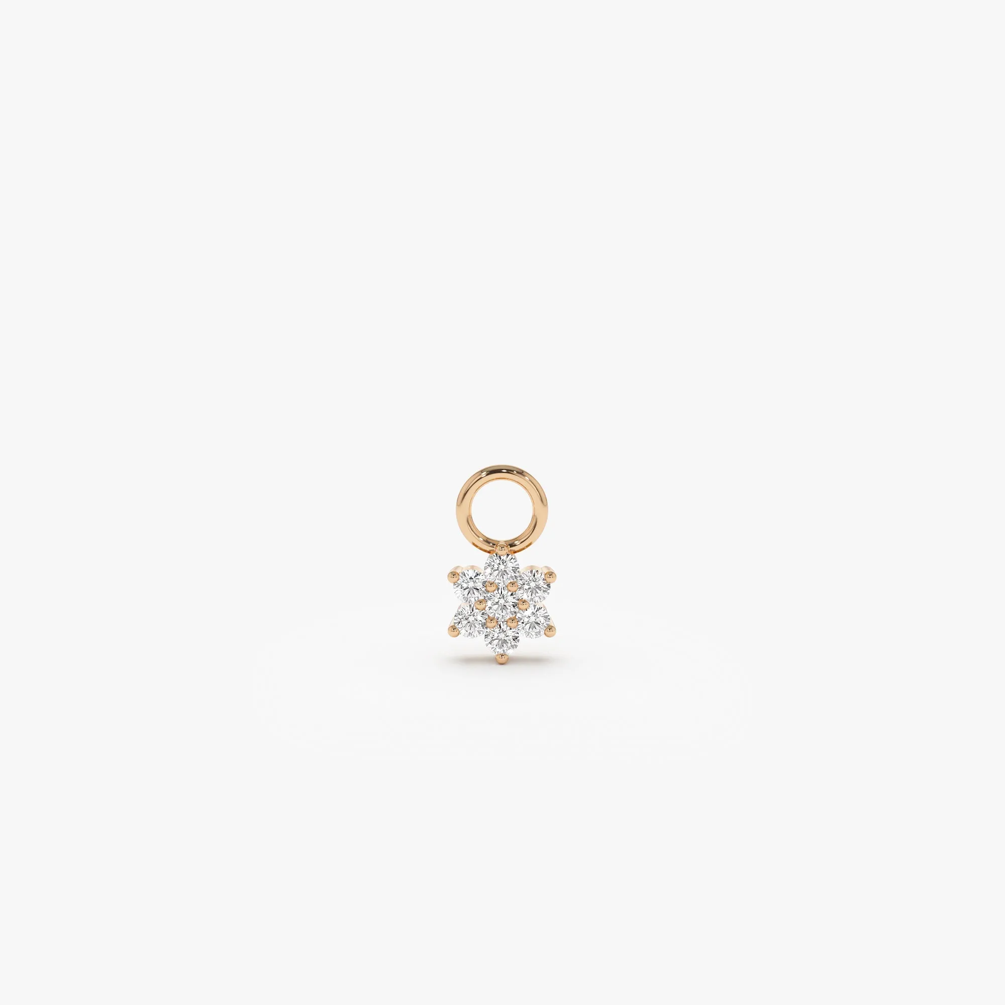 14k Diamond Flower Hoop Charm