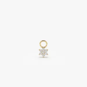 14k Diamond Flower Hoop Charm