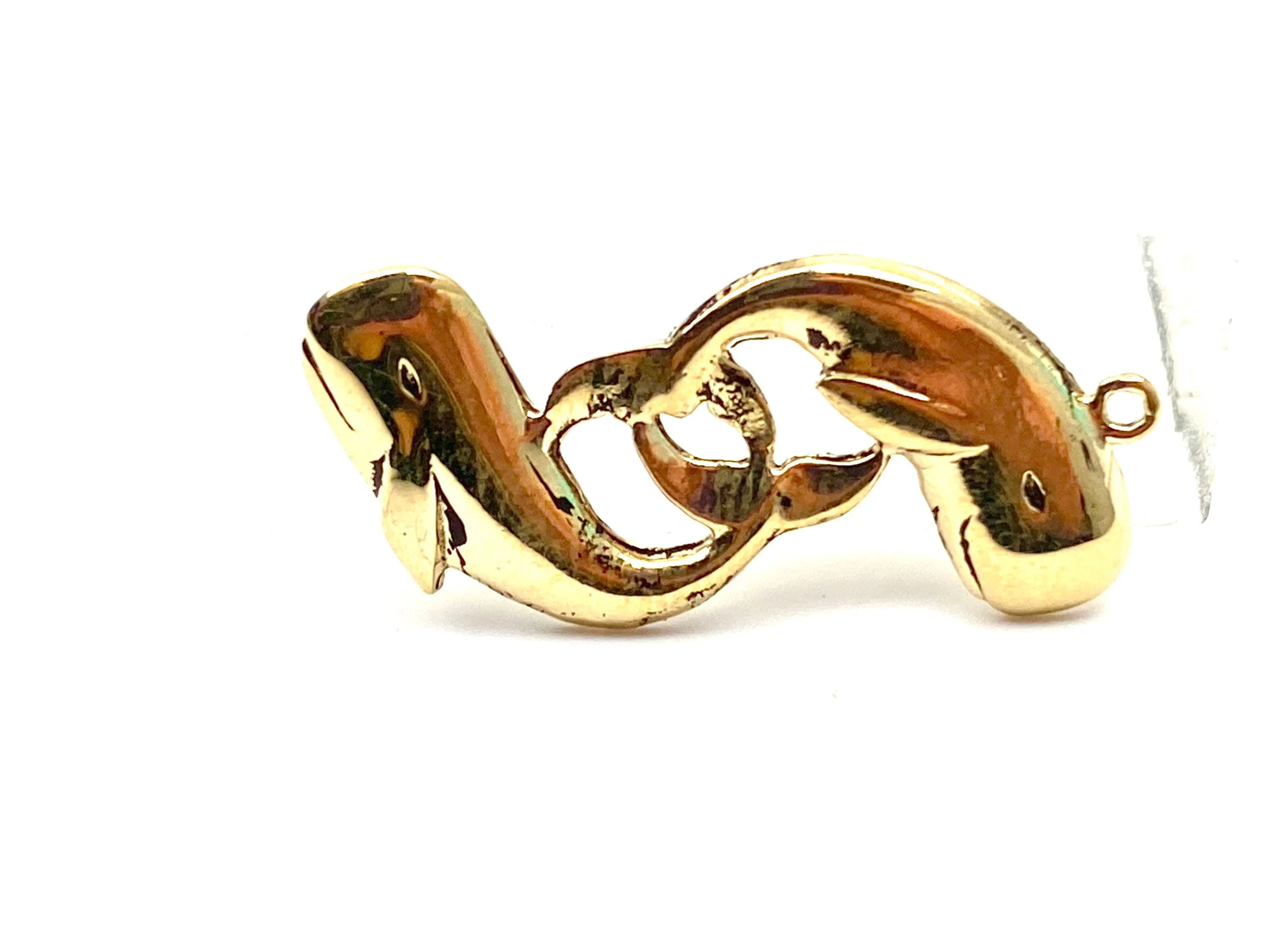 14K double whale charm, Rose gold, Gold, White gold, SKU#L-147