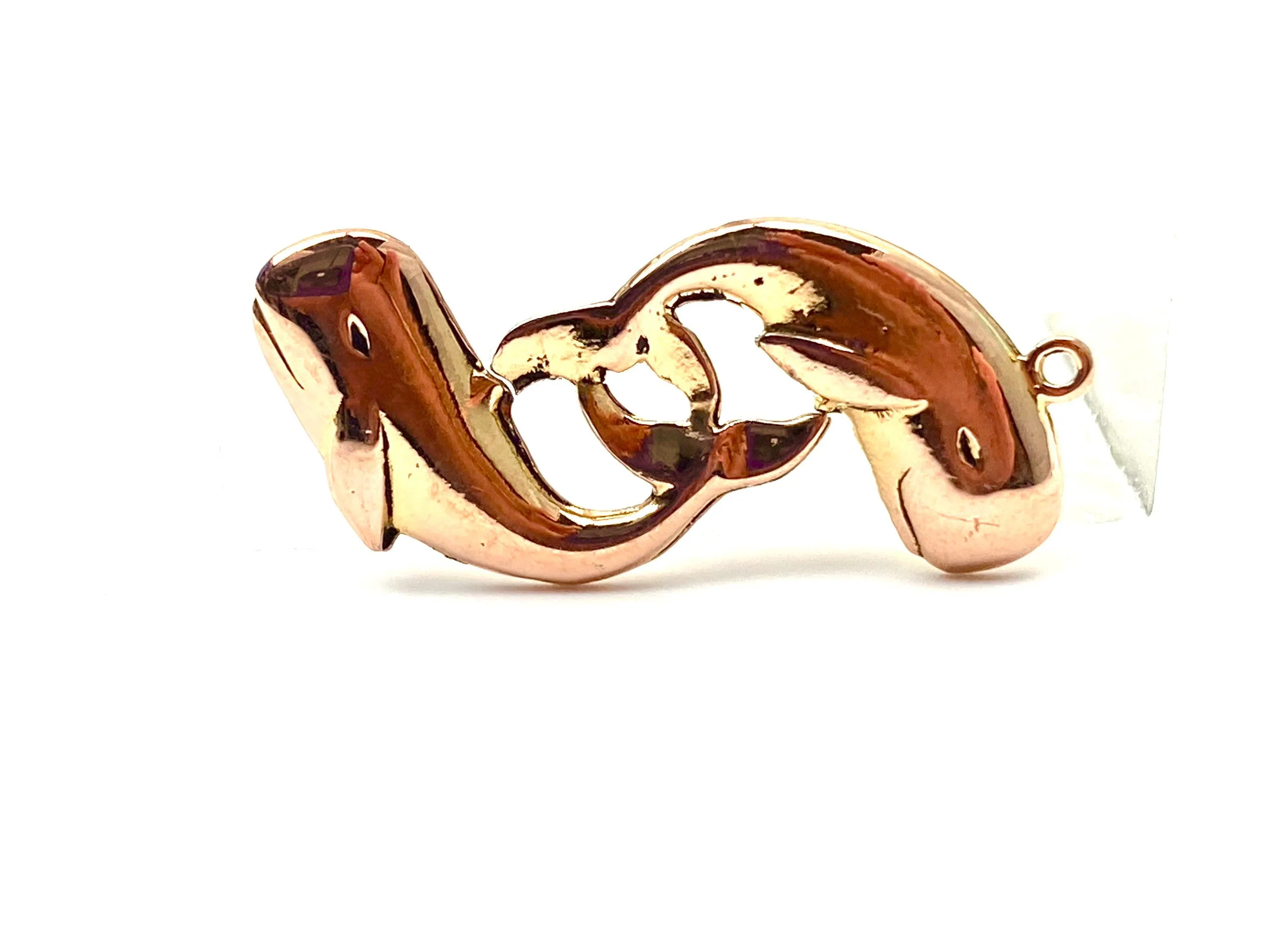 14K double whale charm, Rose gold, Gold, White gold, SKU#L-147