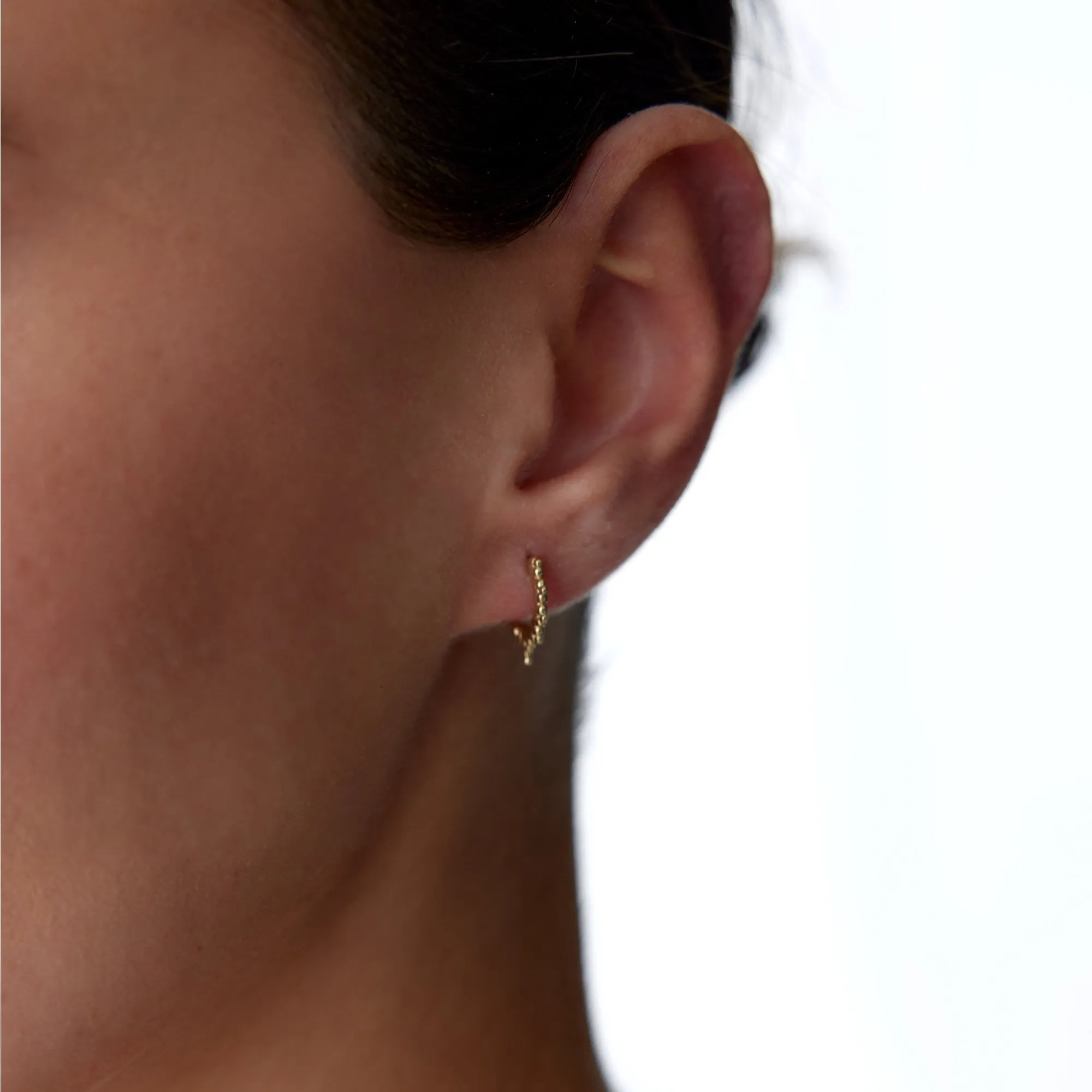 14k Gold Hoop Earrings Scattered Ball Earrings
