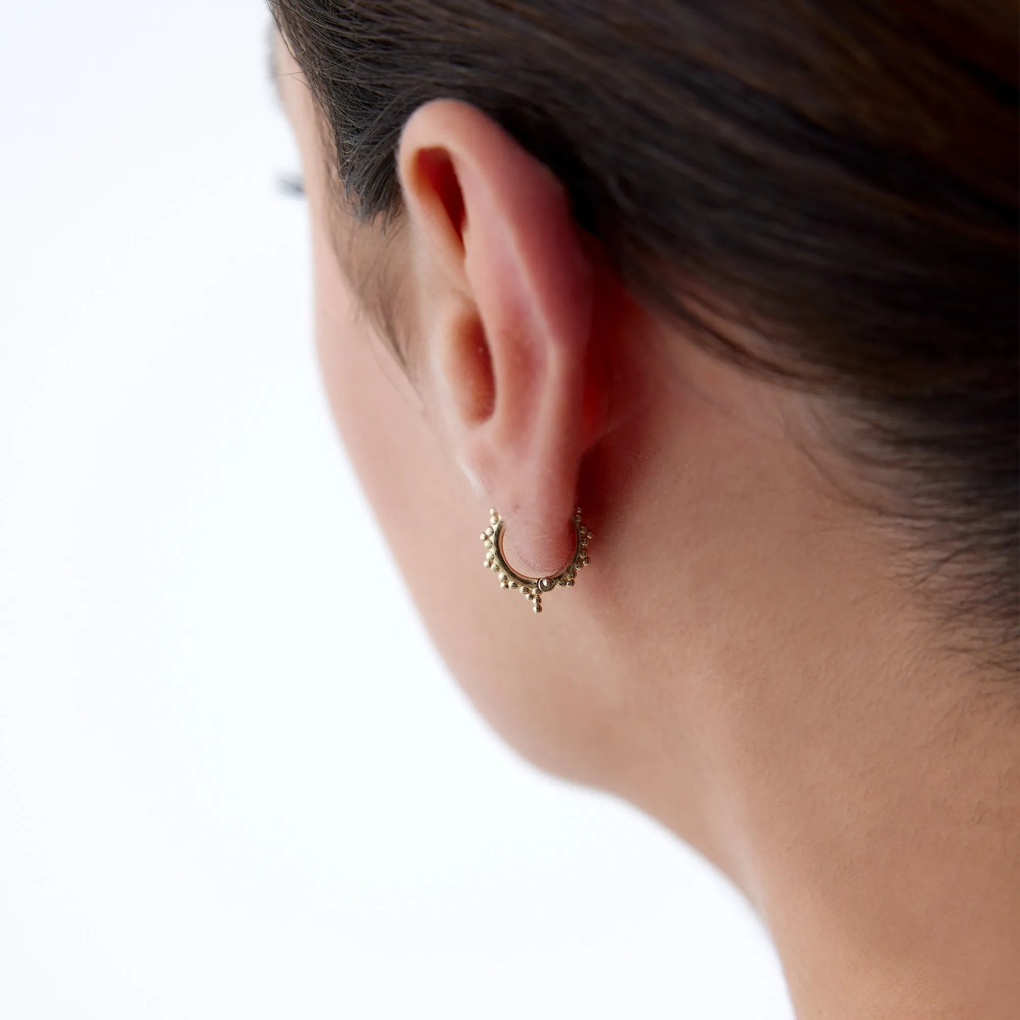 14k Gold Hoop Earrings Scattered Ball Earrings