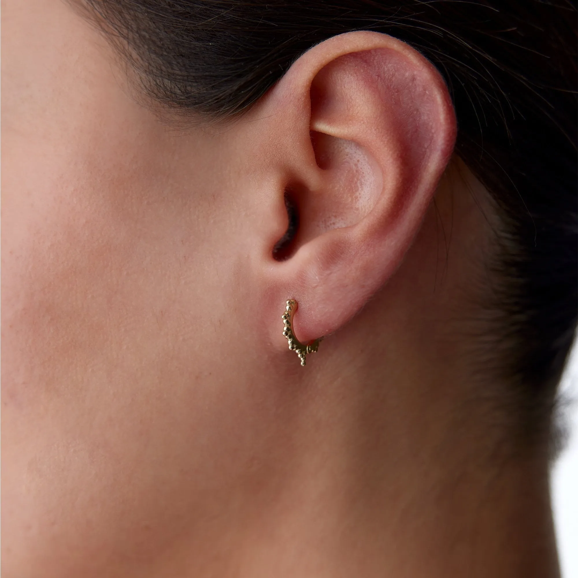 14k Gold Hoop Earrings Scattered Ball Earrings