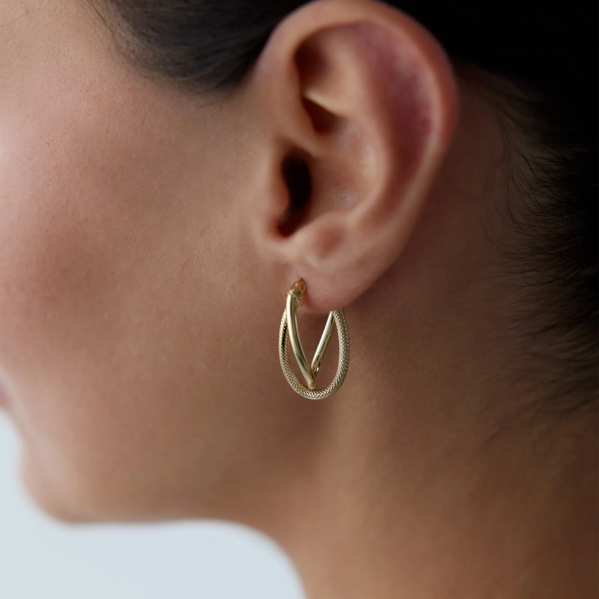14k Gold Hoop Earrings Spiral Cage Earrings