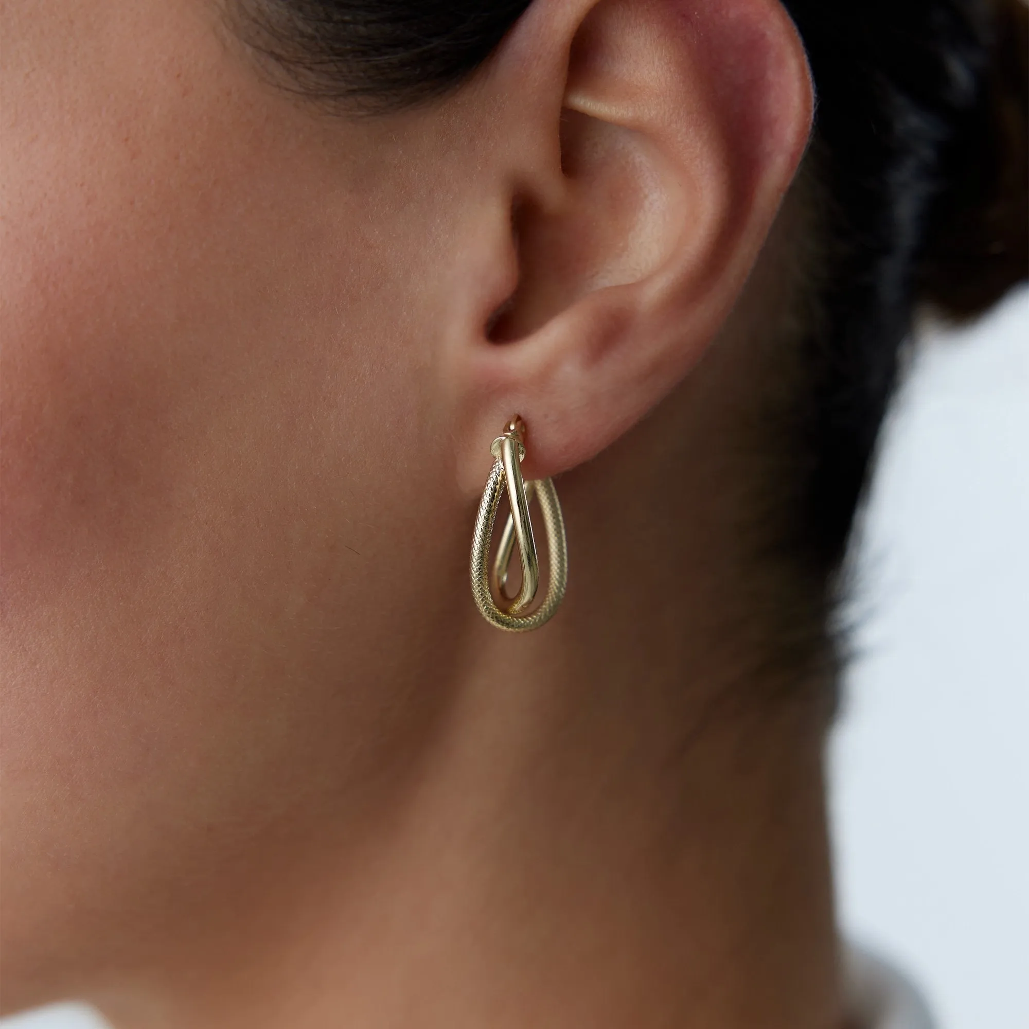 14k Gold Hoop Earrings Spiral Cage Earrings