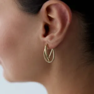 14k Gold Hoop Earrings Spiral Cage Earrings